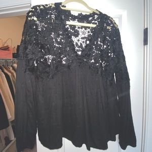 Free people black, lace blouse